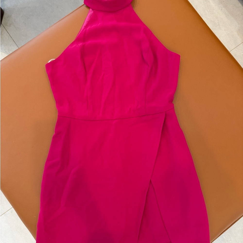 NWOT Amanda Uprichard Raelynn Magenta Halter Mini Dress Revolve - Picture 2 of 6